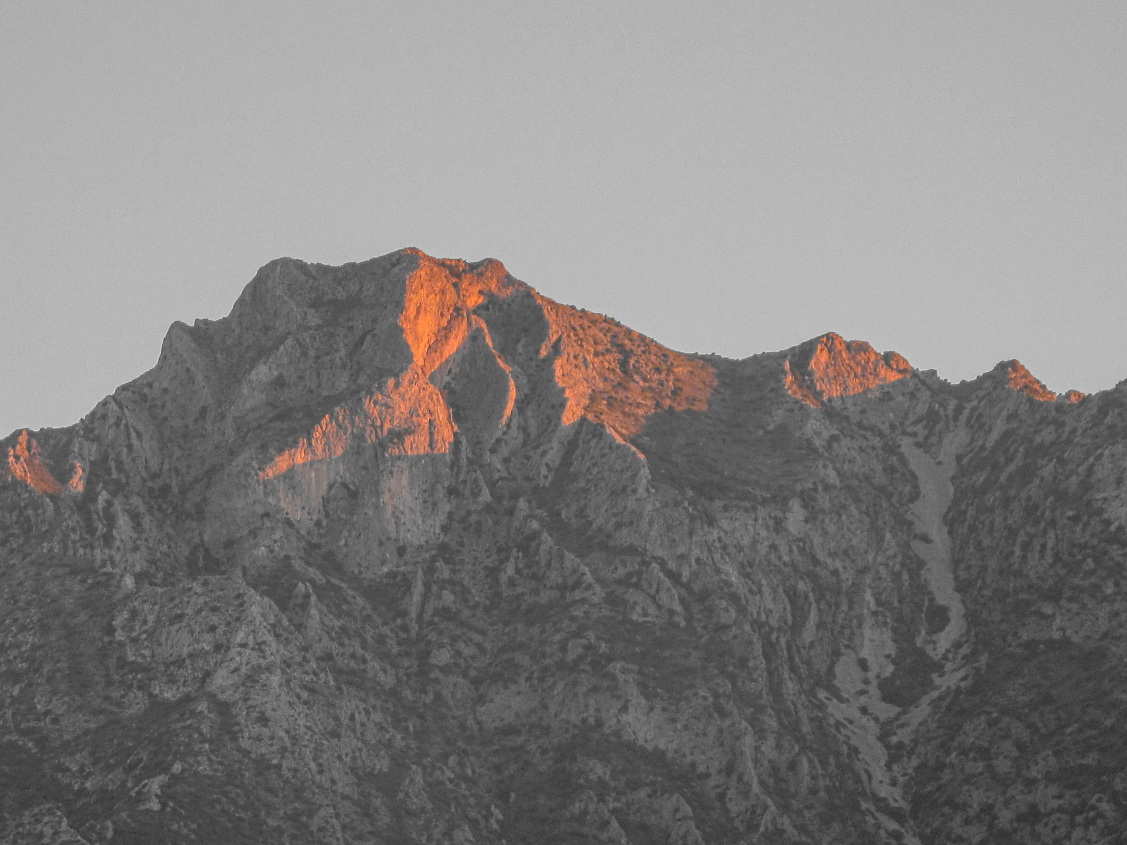 La Concha mountain in Marbella, lit by the first light of dawn